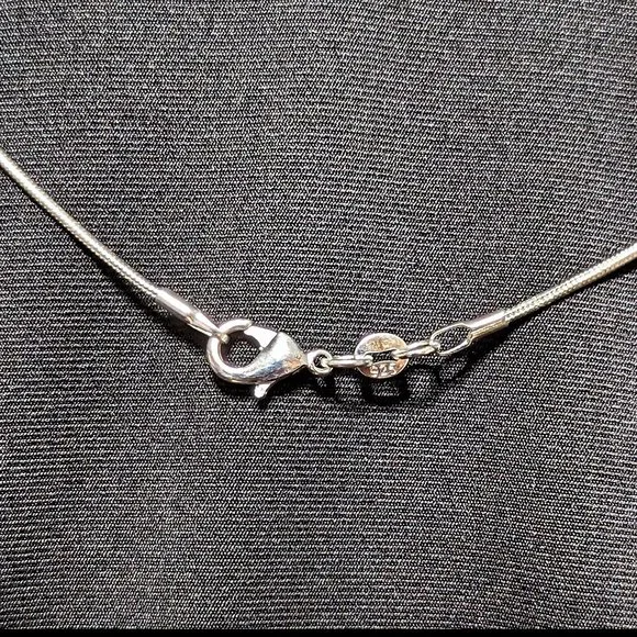 Wow Signed Silver Dichroic & Black Solid Glass Pendant w/ Sterling Silver Chain - Picture 5 of 6